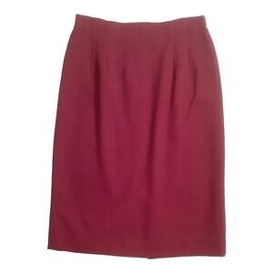 Talbots 100% Pure New‎ Wool Burgundy Career Pencil Skirt USA Made Sz 8